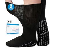 Bulinlulu 2 pairs Extra Width Socks for Swollen Feet,Anti Slip Super Wide Hospital Diabetic Socks for Men Women., Black, One size