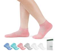 Bulinlulu Diabetic Socks for Women&Men-6 Pairs Bamboo Non Binding Diabetic Ankle Low Cut Sock Size 6-9, Light Bright Colors Low Cut Diabetic Socks-6 Pairs, S