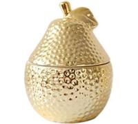 BULINO Ceramic Sugar Pot，Gold Sugar Bowl with Lid, Sugar Pot Home Decor Fruit Shaped Salt Bowl Seasoning Box Spice Jars, Ceramic Spice Box with Spoon-pear-0.3 (Color : Pear, Size : 0.3)