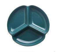 BULINO Serving Tray，Divided Dinner Plates,/Solid Color Portion Control Plate, Ceramic Portion Control Plate for Weight Loss, Compartment Plates, Divided Plate-Blue-B (Color : Dark Green, Size : B)