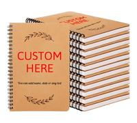 Bulk 1-100 Personalised Professional A5 Kraft Cover Notebook, Custom Company Logo/Text, Spiral Bound 50 Pages, Minimalist Design for Business Office Meeting Notes, Office Journal, Corporate Gifts