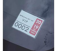 Bulk 100 Pack - Windshield Parking Permit Holder - Clear Adhesive Tag Pouch - Vinyl Plastic Document Protector Holds Large Parking Placard, Pass, Decal or Sticker (4 x 3) by Specialist ID