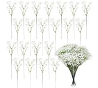 Bulk 150 Pcs Artificial White Starry Flowers, Wedding Decoration Bouquets With Green Leaves, Sunlight-Resistant Low-Maintenance Flowers