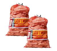 Bulk 2 x 4kg Nets Quality Kindling Fire Starting Wood Kiln Dried 54L - Dried & Cut Easy Storage Netted Bags - Suitable for Burner Firepits Open Fires Stoves BBQs Pizza Ovens Barbecues Chimineas