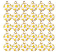 Bulk 30 Pcs Sporty Hexagon Football Keychain Alloy Craft Charms Compact 16mm for Bracelets, Necklaces, Fan Theme Decoration Alloy Oil Soccer Keychain, フリーサイズ