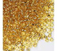 Bulk 4mm Transparent Gold Seed Beads for Jewelry Making 200 Grams About 3380pcs,6/0 Glass Craft Beads for Making Earrings, Bracelets, Pendants, Waist Jewelry, DIY Handmade Seed Beads
