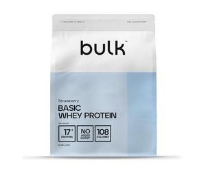Bulk Basic Whey Protein Powder | Strawberry | 2.5 kg | 82 Servings | Up to 18g Protein per Serving | Low Sugar | Fast Absorbing Formula | Gym Supplement Supports Muscle Growth & Recovery