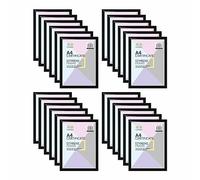 BULK BUY 24 PCS - A4 Black Photo Frame Styrene Window, Wall Mount or Table Top Picture Frame, Freestanding and Wall Mountable Modern Picture Hang Hook Frame for Home Office Wall Decor.