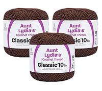 Bulk Buy: Aunt Lydia's Crochet Cotton Classic Crochet Thread Size 10 (3-Pack) Fudge Brown 154-131
