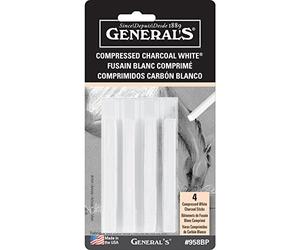 Bulk Buy: General Pencil Copressed White Charcoal Sticks 4/Pkg-Assorted Hardness (3-Pack)