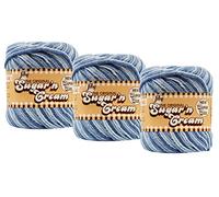 Bulk Buy: Lily Sugar 'n Cream Super Size 100% Cotton Yarn (3-Packs) ~ Ombres, Scents, Stripes, Twists (Faded Denim SS #19181)3