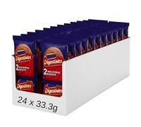 Bulk Buy Milk Chocolate Digestive Biscuit Packs Individually Wrapped Crunchy Wheat Biscuits - On-the-Go Snack, Tea & Coffee Break Treats (24, Wheatmeal Biscuits)