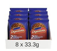 Bulk Buy Milk Chocolate Digestive Biscuits Snack Pack 8x33.3g x 2 Biscuit Packs Individually Wrapped Crunchy Wheat Biscuits with Smooth Milk Chocolate On-the-Go Snack, Tea & Coffee Break Treats