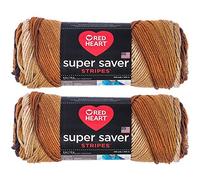 Bulk Buy: Red Heart Super Saver (2-Pack) (Latte Stripes, 5 oz Each Skein)