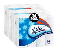 Bulk Buy Toilet Paper Dolce 2-Ply- Soft & Strong Bathroom Tissue Rolls Flushable, Biodegradable & Septic Safe Ultra Soft, Absorbent Toilet Roll Multipack for Commercial Use (3x24 Rolls (72Roll))