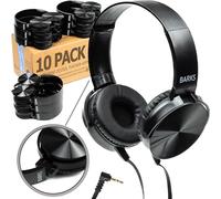 Bulk Classroom Headphones (10 Pack) - On-Ear Premium Student Bulk Headphones: Perfect for Kids, K-12 Classrooms, Schools & Class Sets (Great Value, Durable, Noise Reducing, Comfortable, Easy-to-Clean)