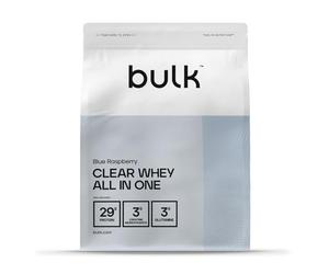 Bulk Clear Whey All in One, Protein Powder Shake With Creatine, Glutamine, BCAA, Carbohydrates, Blue Raspberry, 500 g, 10 Servings, Packaging May Vary