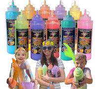 Bulk Color Run Powder Squeeze Bottles, 34oz Holi Chalk Powder, Pack of 10