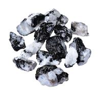 Bulk Crystal Natural Black and White Moonlight Crystal Rough Stone Stone Aroma Stone Crystal Flower Pot Fish Tank Decorative Ornaments for Tumbling(9-12mm,1000G)