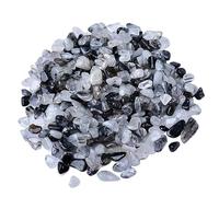 Bulk Crystal Natural Black Hair Crystal Crystal Crushed Stone Small Particles of Fish Tank Bedding Flower pots Landscaping Decorative Stone for Buddha use for Tumbling(9-12mm,1000g)