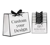 Bulk Custom Black Edge White Gift Bag with Handle and Card, Add Logo/Text Personalised Wedding Favours Bags for Birthday Party, Anniversary, Baby Shower, Boutique, Company Corporate Business Event