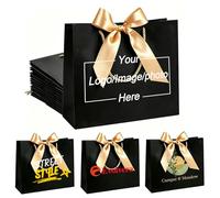 Bulk Custom Brand Logo Ribbon Gift Bags for Small Business, Personalized Reusable Luxury Fashion Gift Bag for Corporate Event, Retail Retail Boutique, Client Appreciation (28x20x10cm, 100 Pack)