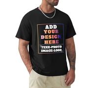 Bulk Custom T Shirt for Men Personalized T Shirts Add Photo Text Design Your Own Customized T-Shirt with Business Logo OZT0323F0335X Black Large