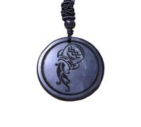 Bulk Discount | Natural Graphite Zodiac Amulet Pendant | Adjustable Cord | Exquisite Engraving | Round 9.4 Inches | More Savings with Custom Combinations, Scorpio, Agate