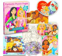 Bulk Disney Princess Puzzle Book 5 Pack - 200+ Pc Ages 4-6 3-5 | Princess Educational Jigsaw Puzzles for Kids | 5 Unique Princess Movie Puzzles in St