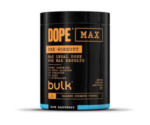 Bulk Dope Max Pre-Workout Powder | 563 g | 25 Servings | High Caffeine 200mg | 5g Beta Alanine | 3g Creatine | AAKG & Citrulline Blend | Vitamin B6 | Supports Focus, Power | Blue Raspberry