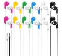Bulk Earbuds 200 Pack for School Classroom, Wholesale Wired in-Ear Headphones, Multi Colored Class Set Earphones for Kids Students Toddler Teens, 3.5mm Jack, Individually Bagged (HY01,200 Mixed)