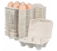Bulk Egg Cartons 25Pcs Beige Foldable Lid 6 Count Stackable Refrigerator Storage 15.50X11.00X7.50CM