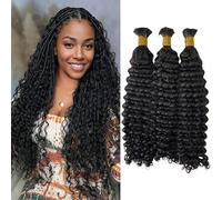 Bulk Hair Double Drawn Human Bundles Spanish Curly Extensions For Boho Knotless Braiding No Weft Water Wave Full End Burmese Bulk Hair Boho Braids for Women 16inch 1Bundle 100g