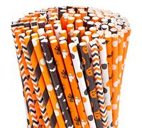 Bulk Halloween Paper Straws 100,Count ,decorative party drinking straws for Halloween cupcake decorating and beverage displays