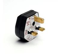 Bulk Hardware ® 13A Tuff 3 Pin Fused Plug, 13 amp - Black