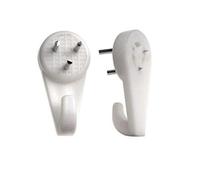 Bulk Hardware Medium 30mm (1.3/16 inch) White Nylon Non-Trace Hardwall Drywall Picture Hanger Hook - Pack of 50