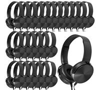 Bulk Headphones for Classroom 24 Pack Durable Wired School Headphones for Kids,Students,Children Toddler Teen Boys Girls and Adult(Black)
