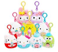Bulk Hello Kitty and Friends Squishmallows Ornament Plush Set - Bundle with 9 Sanrio Mini Plush Keychains | 3.5" Hello Kitty Squishmallows Plushie Ornaments for Christmas Tree, Decor, More