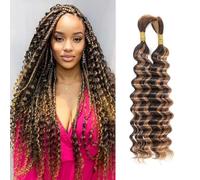 Bulk Human Braiding Hair Deep Wave Human Hair for Braiding Micro Braiding Hair Human Hair 100% Unprocessed Brazilian No Weft Human Hair 20 Inch (100g,4/27)