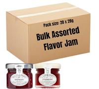 Bulk Jam Portions Assorted 20x28g Mini Glass Jars Strawberry & Blackcurrant Preserves Single Serve Jam for Hotels, Cafés, Office Breakfast, Guest Gifts & Hospitality Use