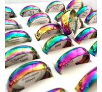 Bulk Lots 100pcs Stainless Stee 6MM Rainbow Band Ring Classic Jewelry Size Mixed