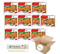 Bulk Mi Goreng Instant Noodles with Parahon Chopsticks - Indonesian Fried Noodles - Stir Fry Mi Goreng Flavours - Halal Asian Noodle Snack, or Meal (10 Pack)