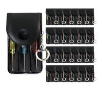 Bulk Pack Mini Screwdriver Keychain Set - 24 Sets of Handy 3-Piece Screwdrivers in a Snap-Closure Pouch with Hook, Perfect for Men, Tool Party Favors, Christmas Gifts, and Birthday Presents
