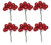 Bulk pack of 72 Christmas 20mm Baubles Decorations on Wire 2cm Glitter, Shinny and Matt Bauble (Red)