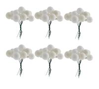Bulk pack of 72 Christmas 20mm Baubles Decorations on Wire 2cm Glitter, Shinny and Matt Bauble (White)