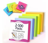 Bulk Personalized Sticky Notes 3"x3" - Custom Logo or Text Notepads for Business Marketing, Office Supplies, Schools,Students,Parties,50 Sheets per Pad, 2-500 Pack
