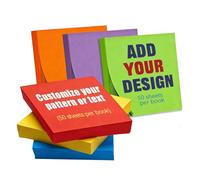 Bulk Personalized Sticky Notes 3x3 Custom Logo Text Notepads, 50 Sheets per Pad, 2-100 Pack Branded Memo Pads for Business Marketing Office School