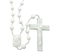 Bulk Plastic Rosary Beads Pack of 25 - White Plastic Rosaries Made in Italy - Each Rosary Individually Packed in a Bag