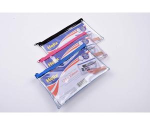 BULK PRICE 6 X Small Exam Style School Clear Pencil Case 200x125mm Asstd Colours
