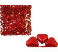 Bulk Red Foil Wrapped Milk Chocolate Love Hearts in a Valentine Theme Box 500g- Valentine, Birthday and Weddings Gift- Approx 70 Individually Wrapped Milk Chocolate Hearts